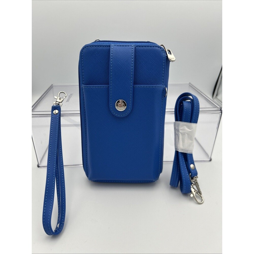 Blue Crossbody Wallet Purse Phone Holder RFID Zipper Credit Card Money NWOT